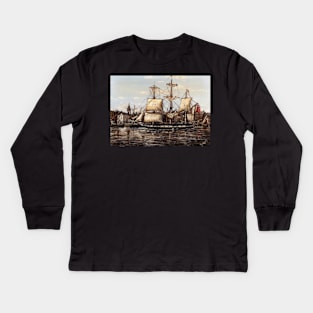 HMS BOUNTY PASSING WAPPING LONDON Kids Long Sleeve T-Shirt